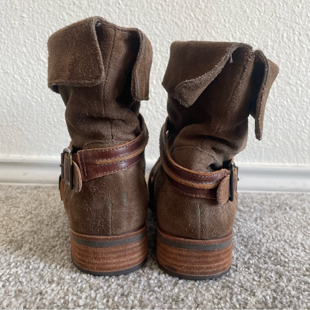 Matisse Prospector Boots Women’s Size 9.5M Tan Suede Leather Cross Straps Ankle - Picture 4 of 10